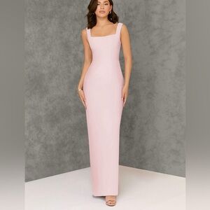 Azazie Flori Blushing Pink Square Neck Chiffon Dress Bridesmaids Dress A8